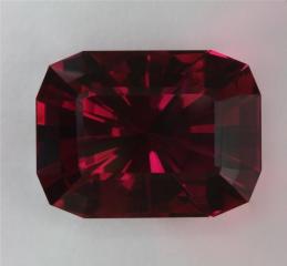 Large Barion cushion with three step crown, sultry red color.