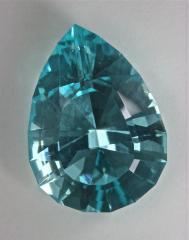 large, paraiba type, cyan color, pear shaped tourmaline gem