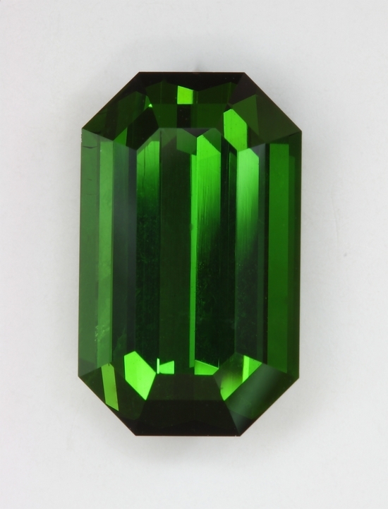 Closed ended, well saturated, yellow green emerald cut, Namibia  #442