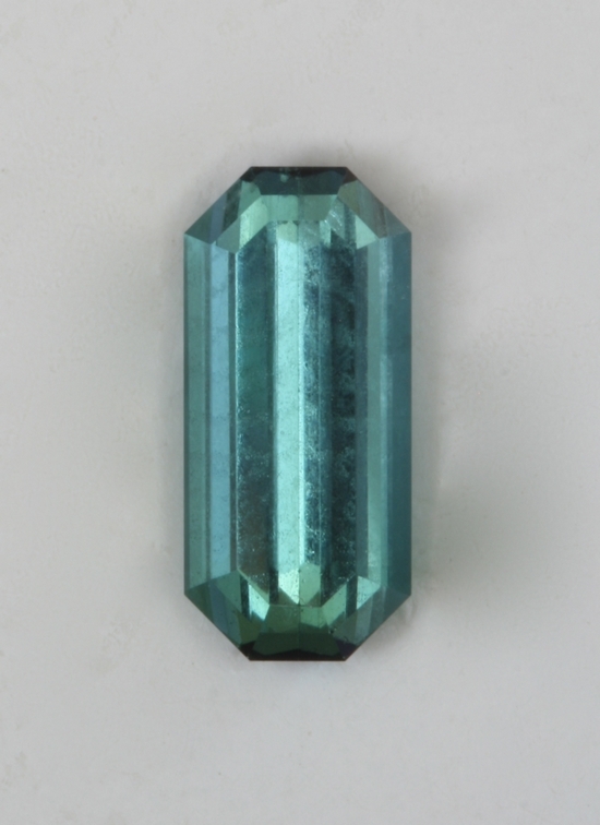 long ratio , slender, closed ended, blue emerald cut.
