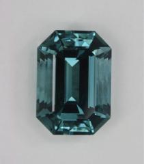 A substantial blue emerald cut.