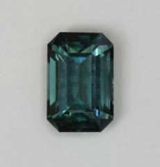 Blue/green emerald cut with closed ends.
