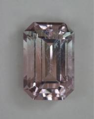Faintly colored IceT bicolor emerald cut.