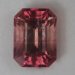 Dichroic rich pink ends/pastel peach sides, emerald cut. #517