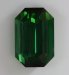 This closed ended, great green emerald cut has steep ends.  #596