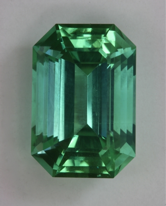 This eye clean emerald cut is made of top quality sea foam tourmaline from Afghanistan.  #0684