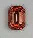 Mildly dichroic, completely vivid peach, bright emerald cut.  #1077
