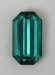 Slightly included, bright blue green, semi closed ends, emerald cut