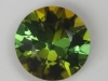 Dichroic, pie slices of golden green and green round.  #173