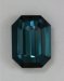 Closed and steeply cut ends on blue with a touch of green, emerald cut.  #375