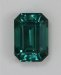 Great, medium toned, open ended, blue green emerald cut.  #377