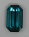 A beautiful blue, with steep ends and lots of flash, emerald cut.  #381