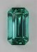 An excellent gemstone with great medium toned blue green color, emerald cut.  #395