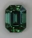 Barely dichroic, completely open, green with touch of blue, emerald cut.  #428