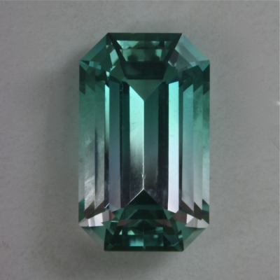 emerald cut tricolor clean tourmaline gem