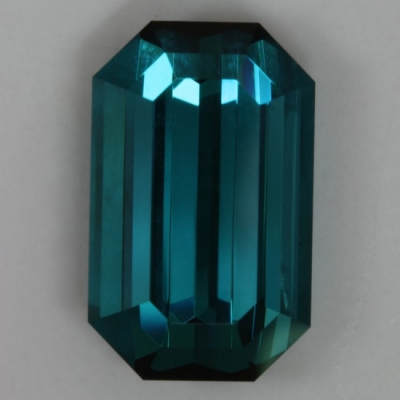 emerald cut blue clean tourmaline gem steep ends