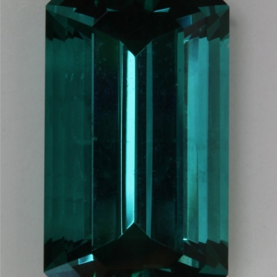 emerald cut blue green unstable tourmaline gem