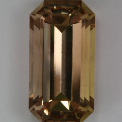 emerald cut bicolor pink gold clean tourmaline gem