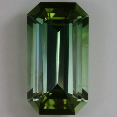 emerald cut bicolor eye clean tourmaline gem
