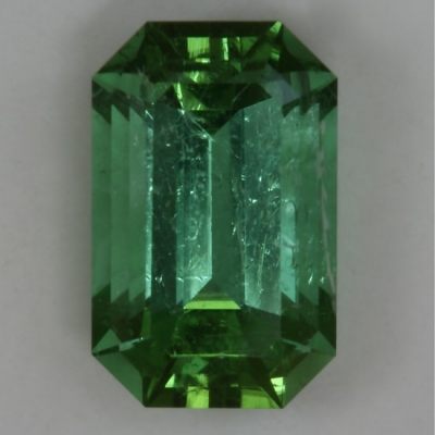 emerald cut blue green included tourmaline gem