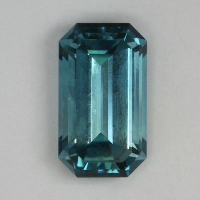 emerald cut blue medium tone open clean tourmaline gem