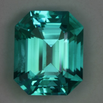 emerald cut eye clean cyan tourmaline gem