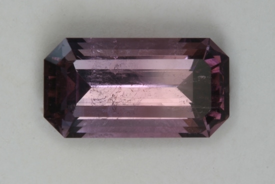 emerald cut purple non-copper included tourmaline gem